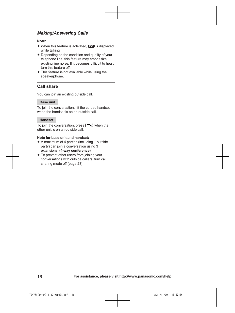 Panasonic KX-TG242SK User Manual | Page 16 / 56