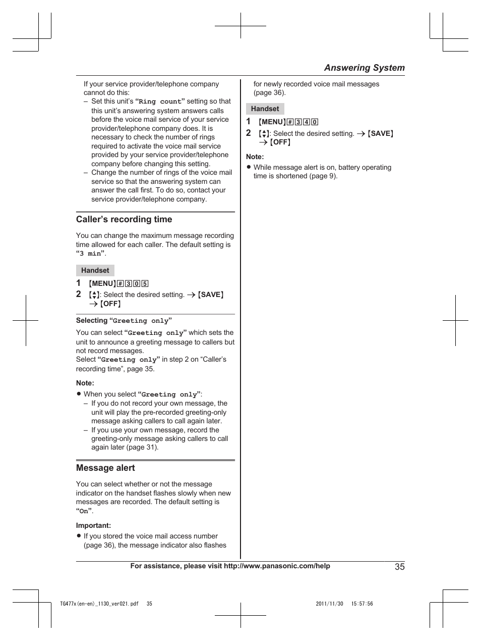 Panasonic KX-TG242SK User Manual | Page 35 / 56