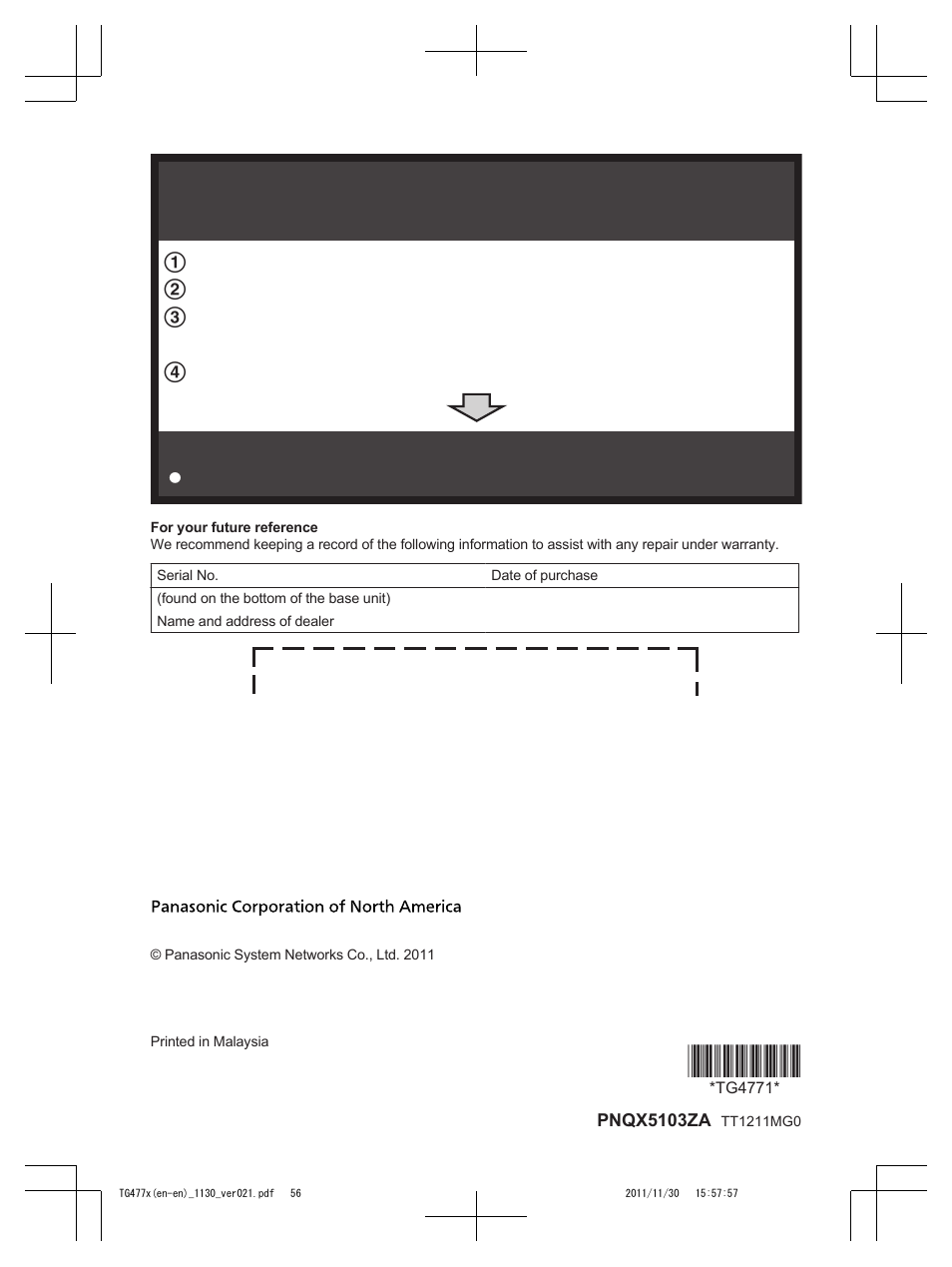 Important, Tg4771, If your product is not working properly | Panasonic KX-TG242SK User Manual | Page 56 / 56