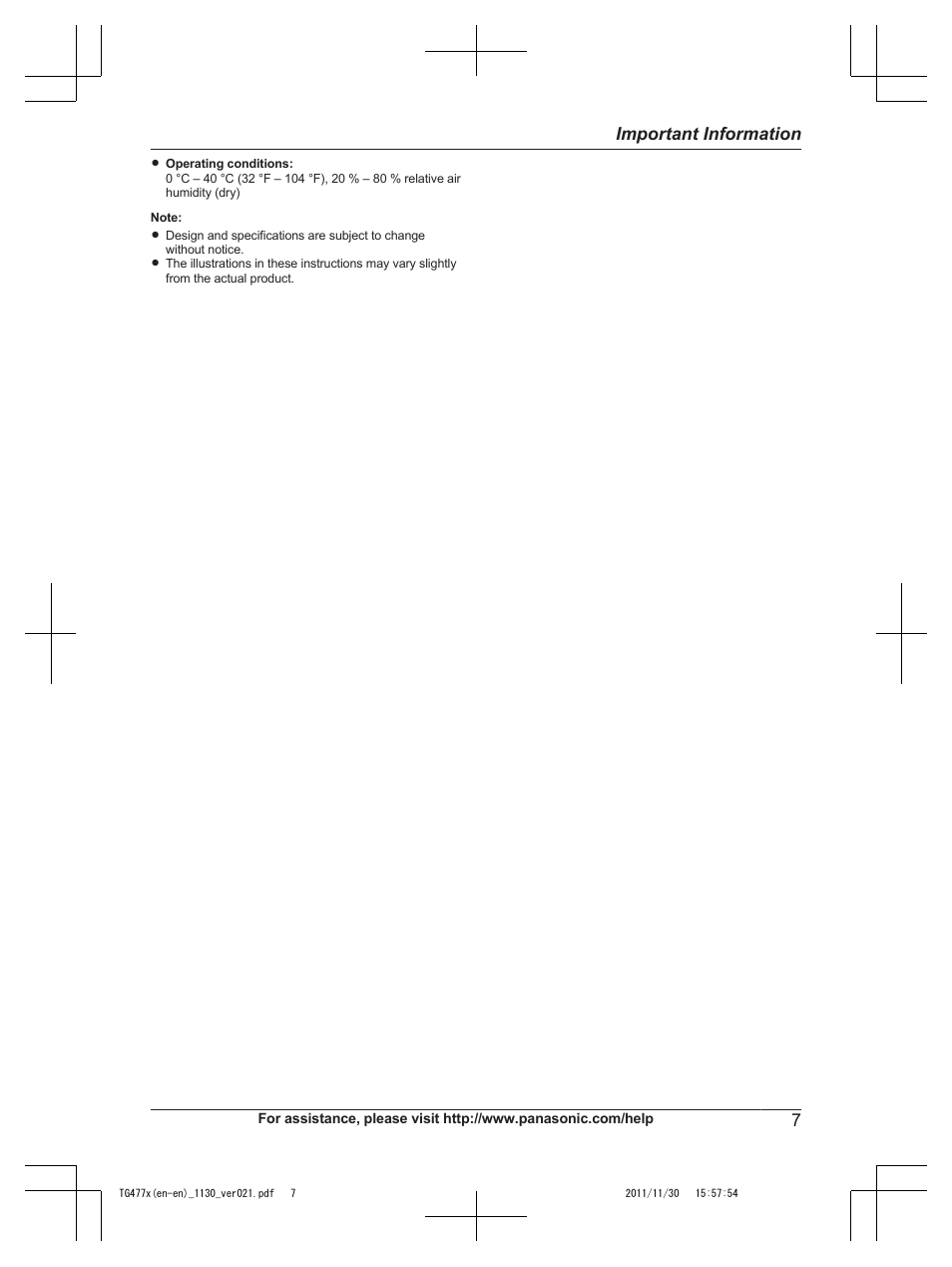 7important information | Panasonic KX-TG242SK User Manual | Page 7 / 56