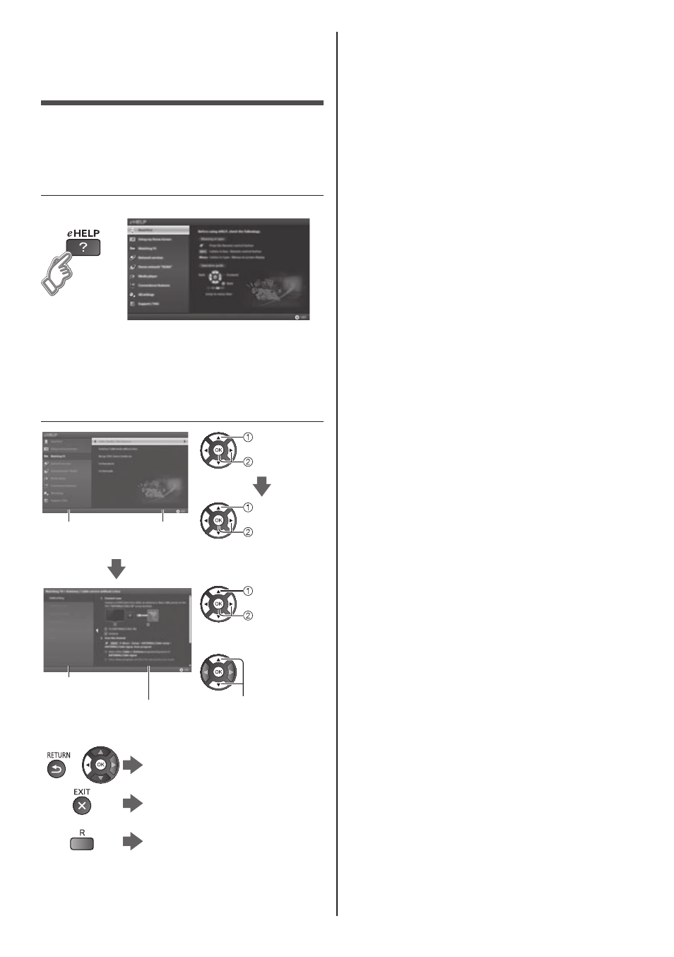 Using ehelp (built-in manual), Using ehelp (built- in manual) | Panasonic TC-60AS640U User Manual | Page 21 / 28