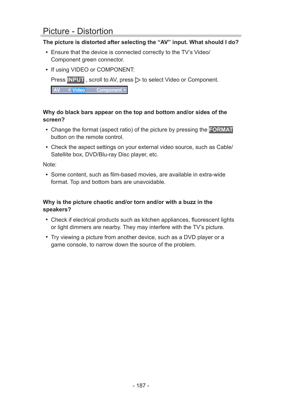 Picture - distortion | Panasonic TC-58AX800U User Manual | Page 187 / 209