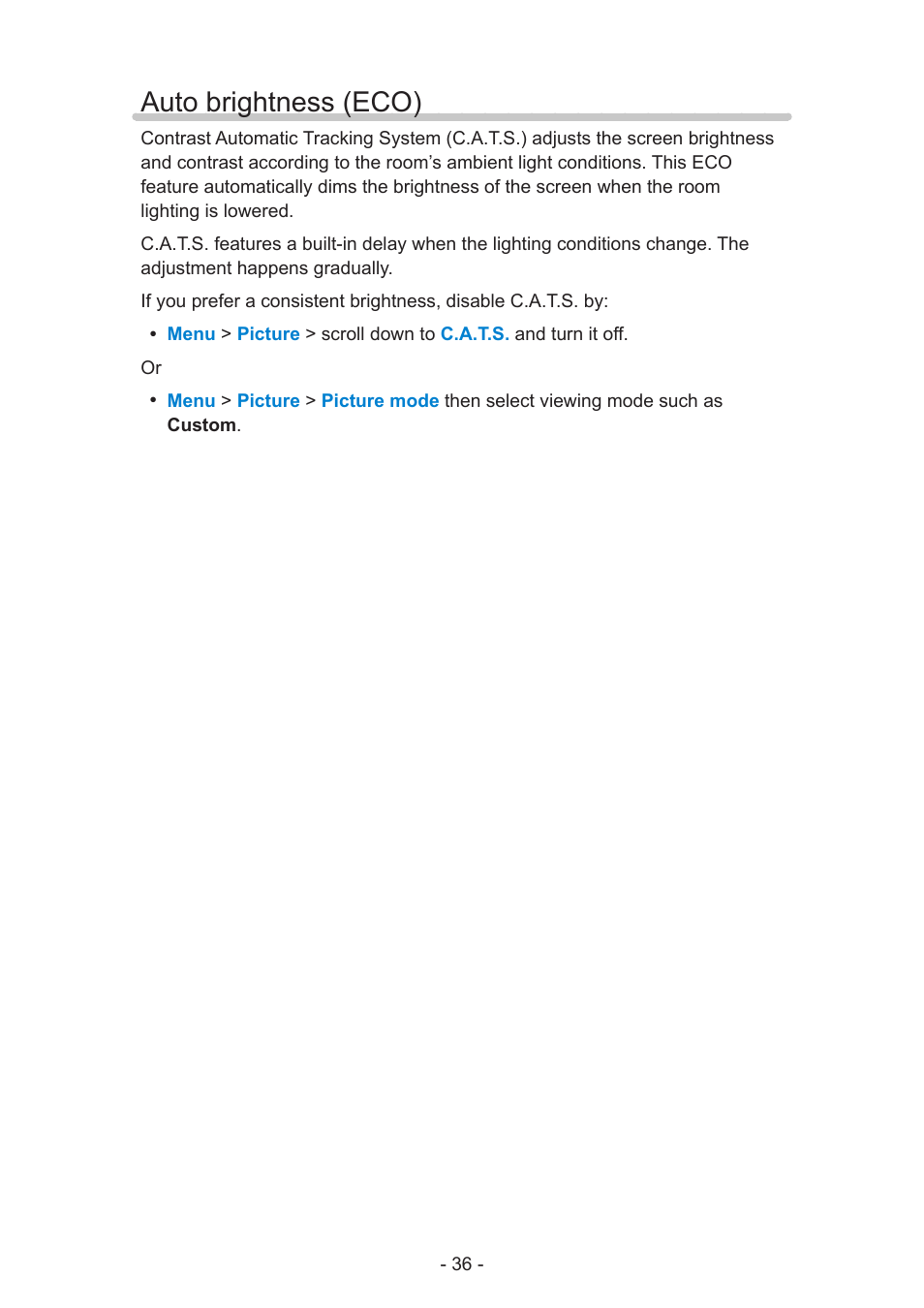 Auto brightness (eco) | Panasonic TC-58AX800U User Manual | Page 36 / 209