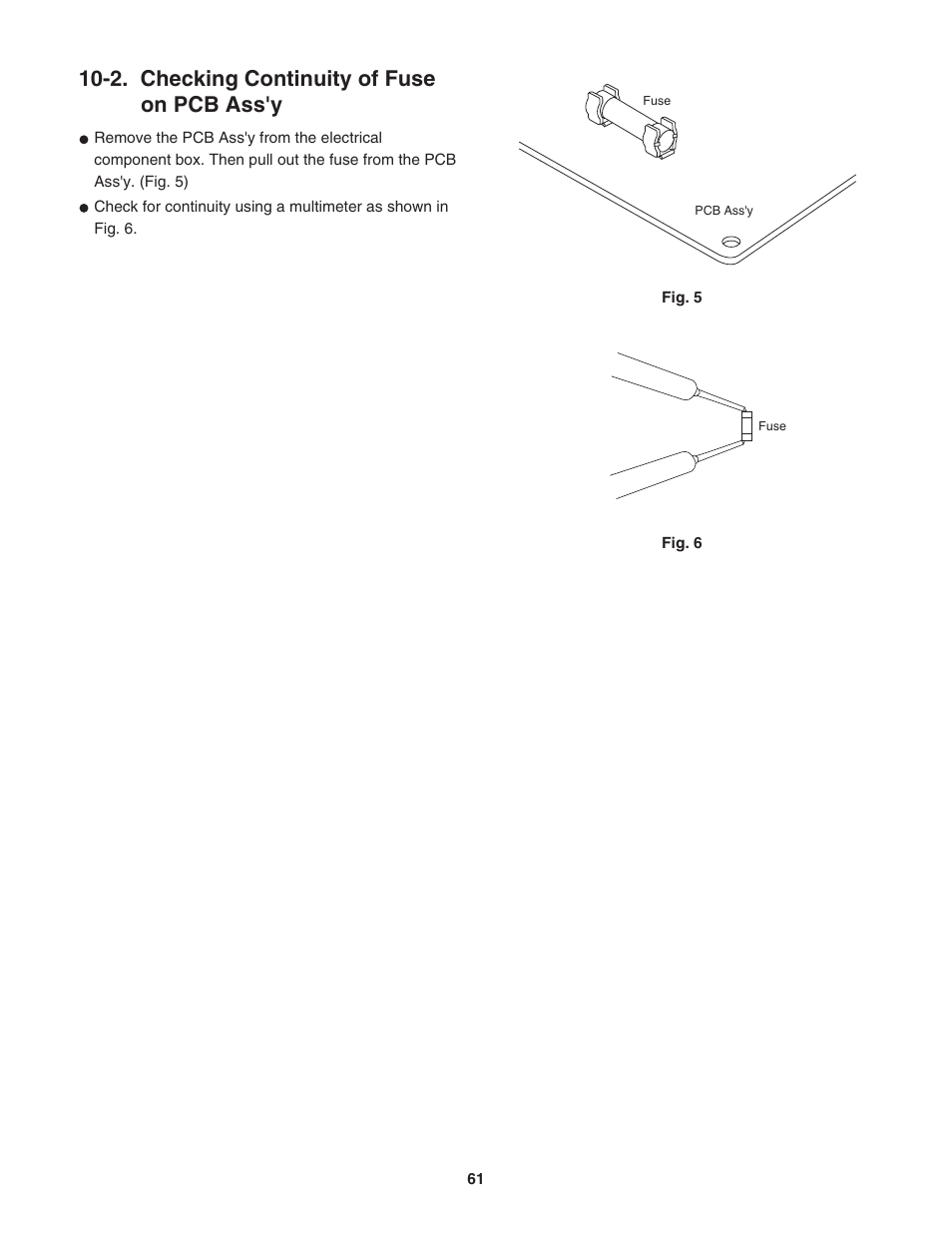 2. checking continuity of fuse on pcb ass'y | Panasonic KS12NB41A User Manual | Page 61 / 69