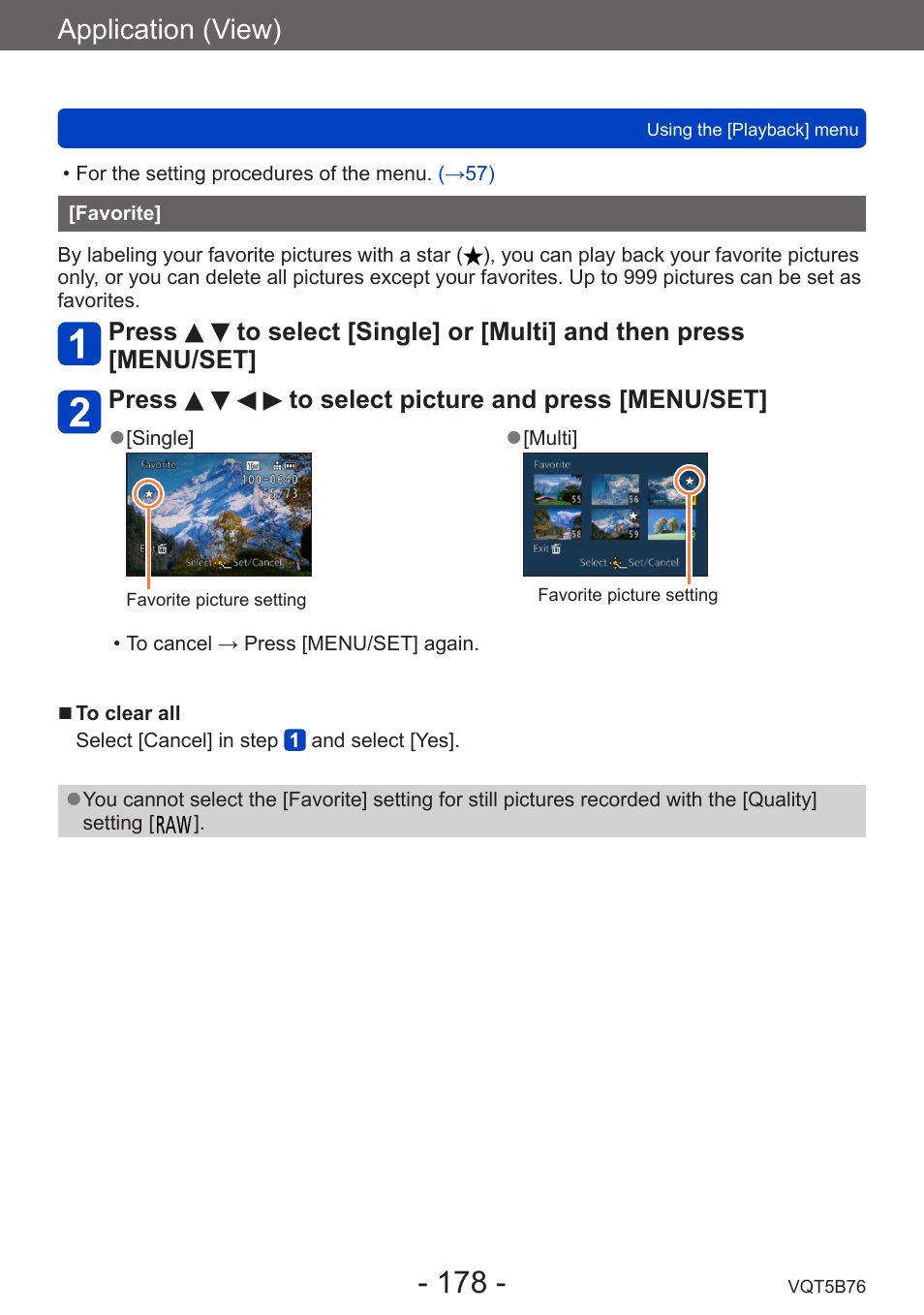 Favorite, Application (view) | Panasonic DMC-FZ70K User Manual | Page 178 / 226