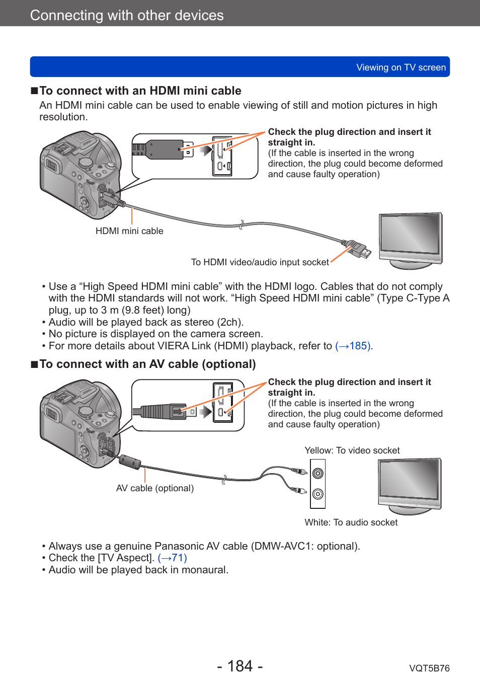 Connecting with other devices | Panasonic DMC-FZ70K User Manual | Page 184 / 226