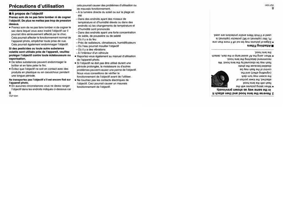 Précautions d’utilisation | Panasonic L-X025 User Manual | Page 34 / 40