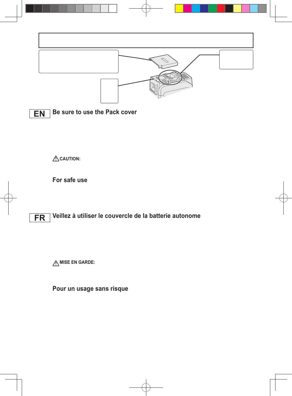 Be sure to use the pack cover, For safe use, Pour un usage sans risque | Panasonic EY75A2X User Manual | Page 3 / 56