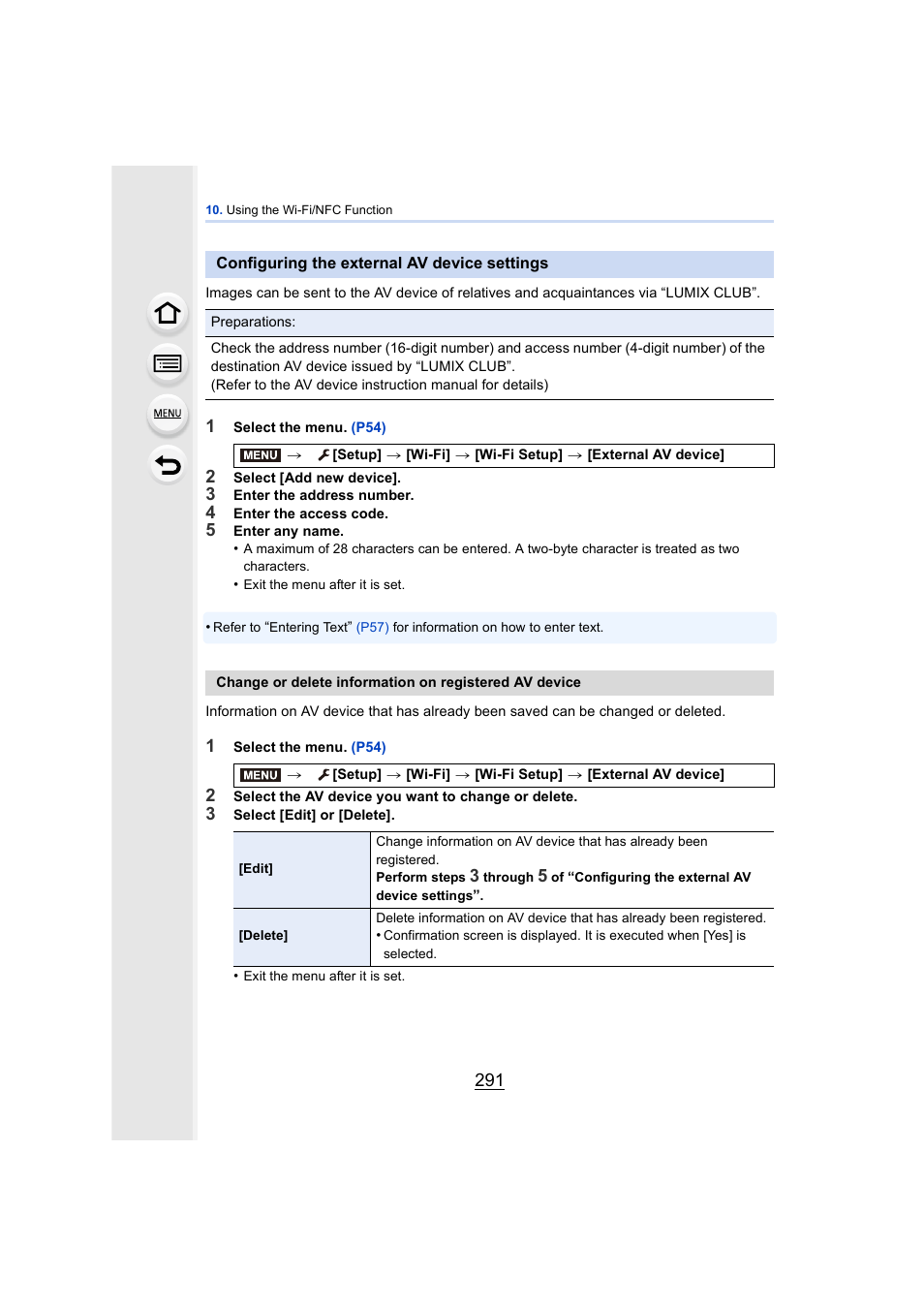 Configuring the external av device settings, P291) | Panasonic DMC-GH4KBODY User Manual | Page 291 / 420