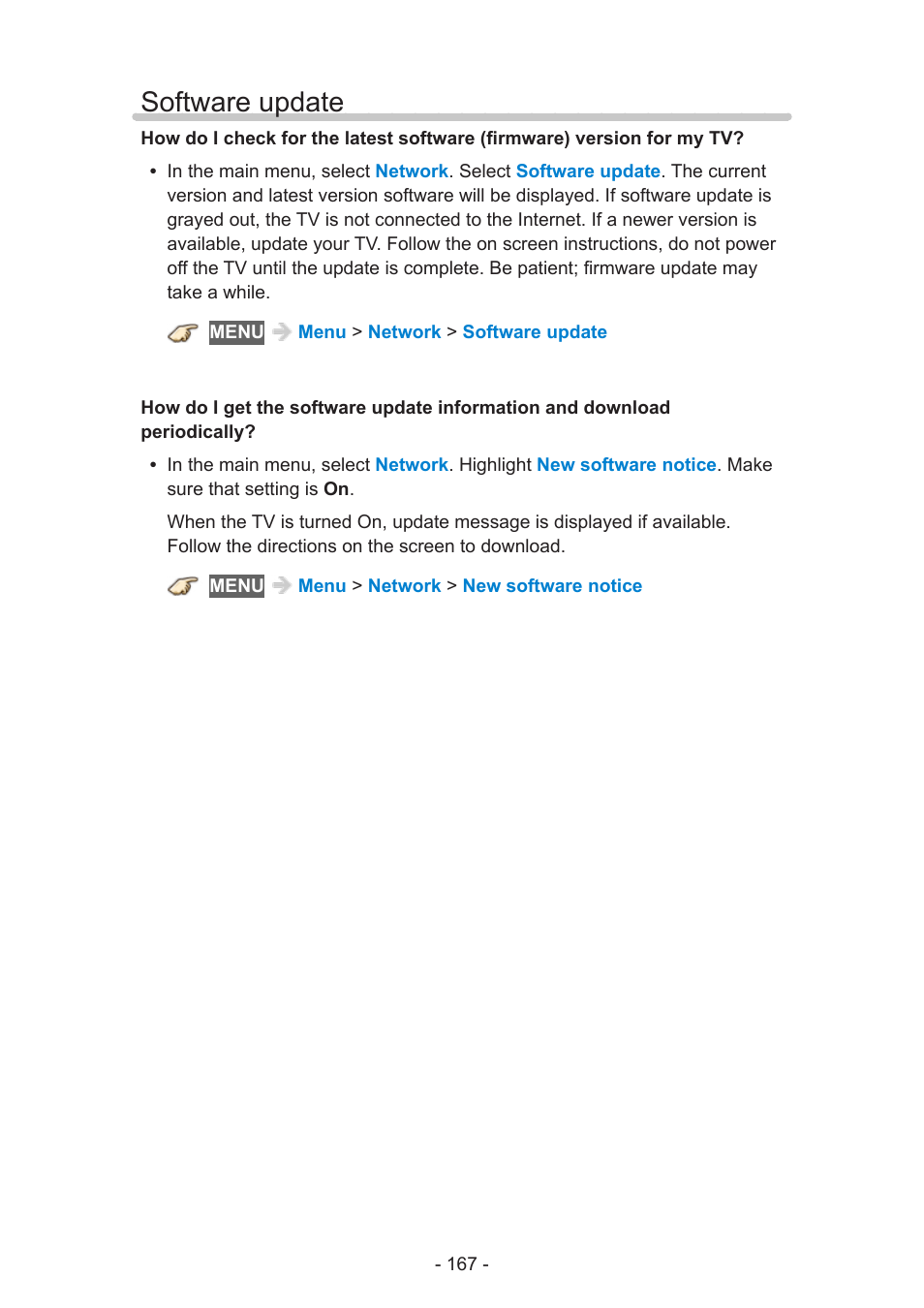Software update, Software update 167 | Panasonic TC-50AS650UE User Manual | Page 167 / 183