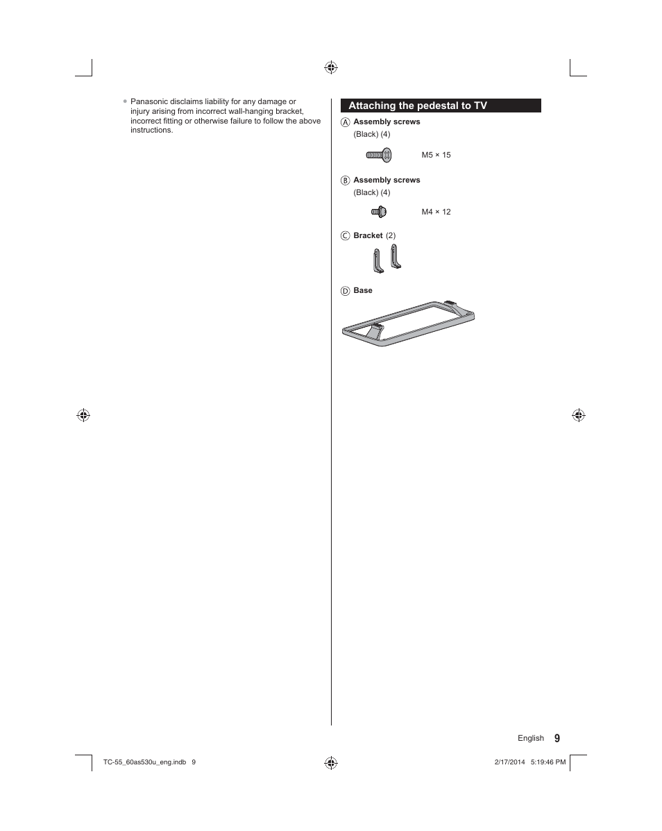 Panasonic TC-60AS530U User Manual | Page 9 / 24