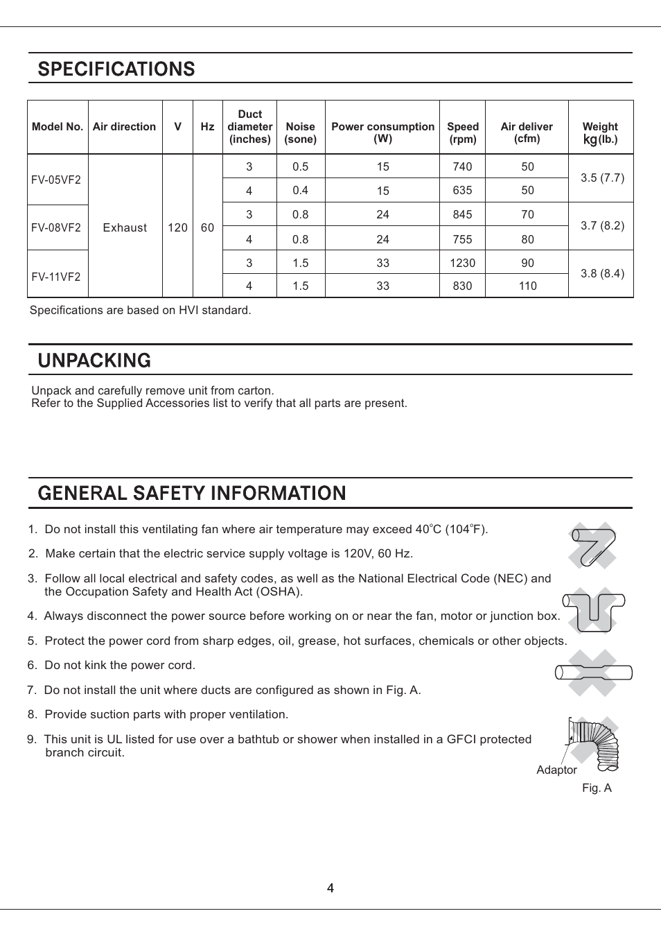 Panasonic FV-08VF2 User Manual | Page 4 / 14