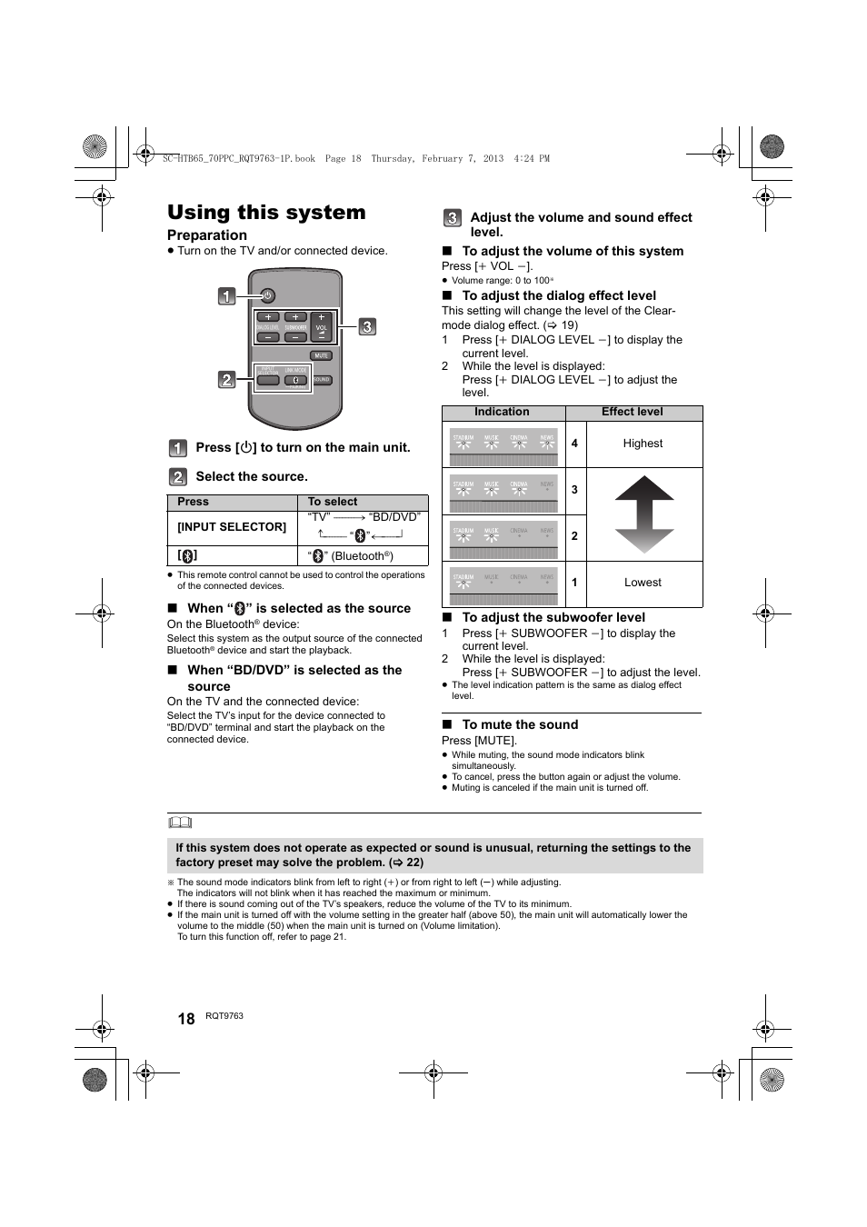 Using this system, Preparation | Panasonic SC-HTB65 User Manual | Page 18 / 28