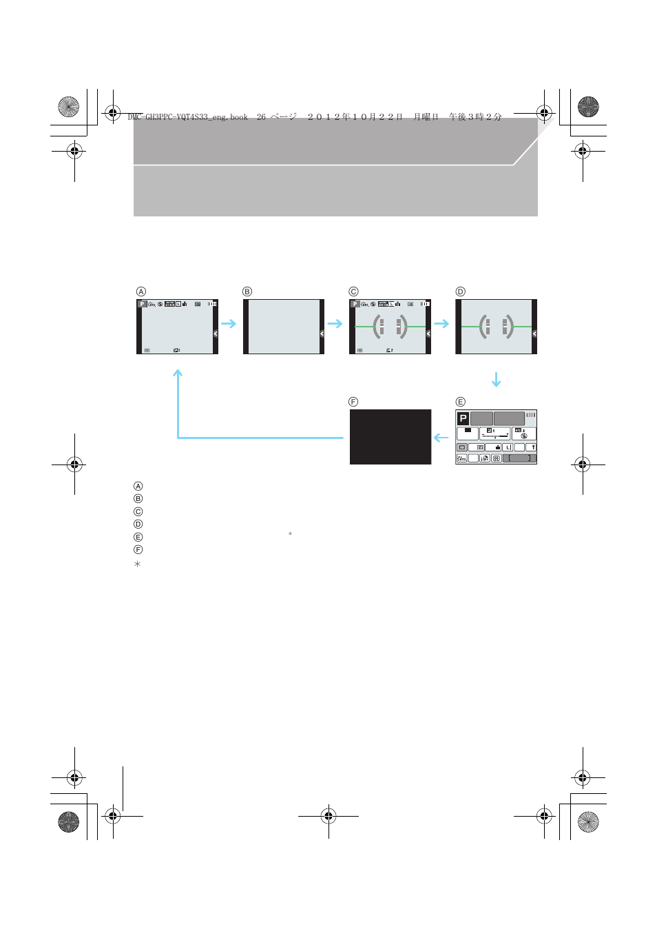 Press [disp.] to change | Panasonic DMC-GH3KBODY User Manual | Page 26 / 104