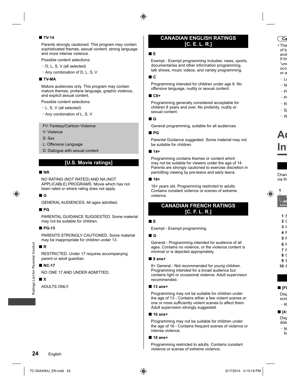 Ad inf | Panasonic TC-50A400U User Manual | Page 24 / 32