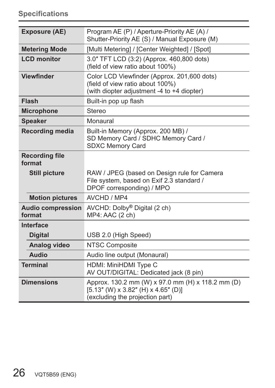 Panasonic DMC-FZ70K User Manual | Page 26 / 34