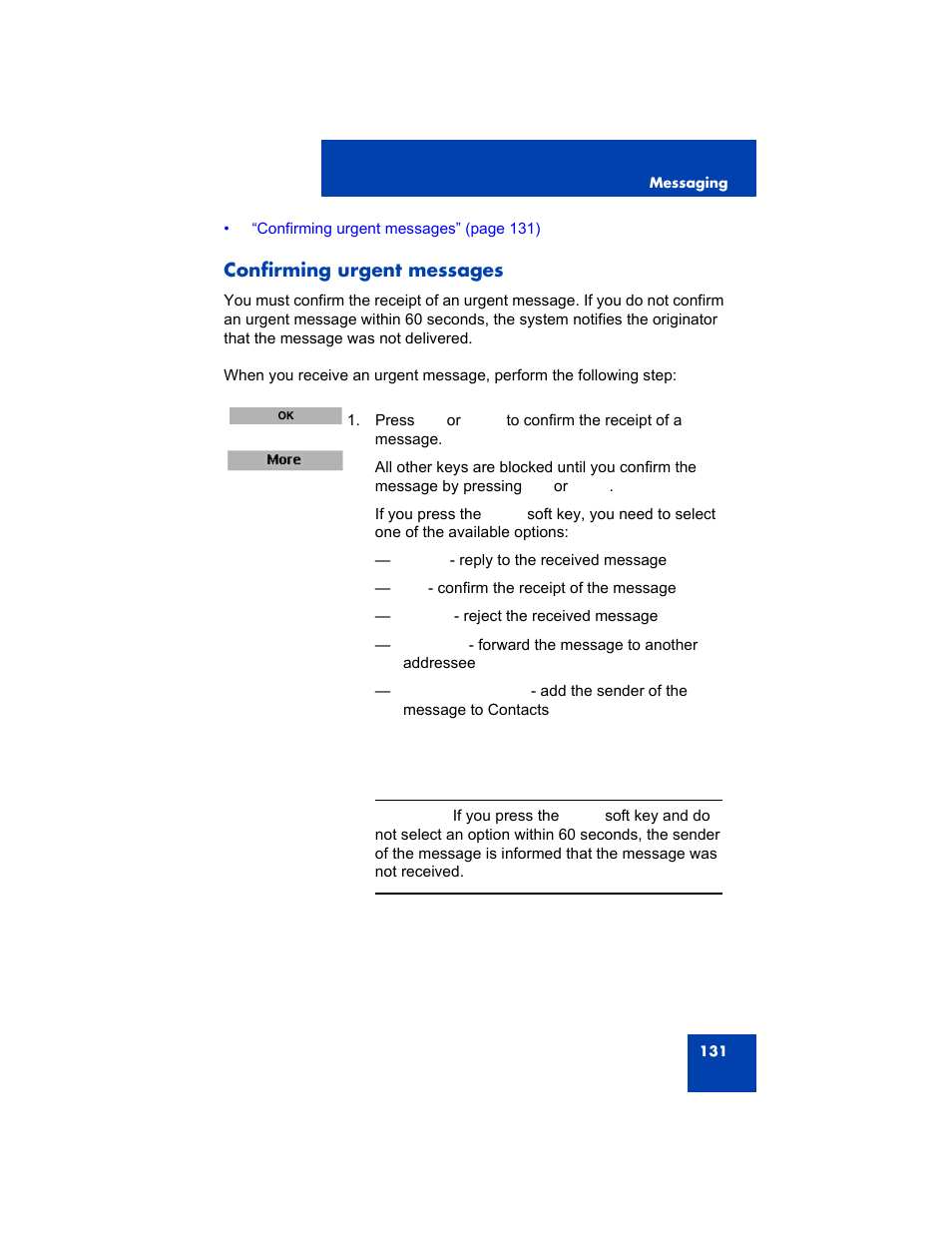 Confirming urgent messages | Avaya 4075 User Manual | Page 131 / 252