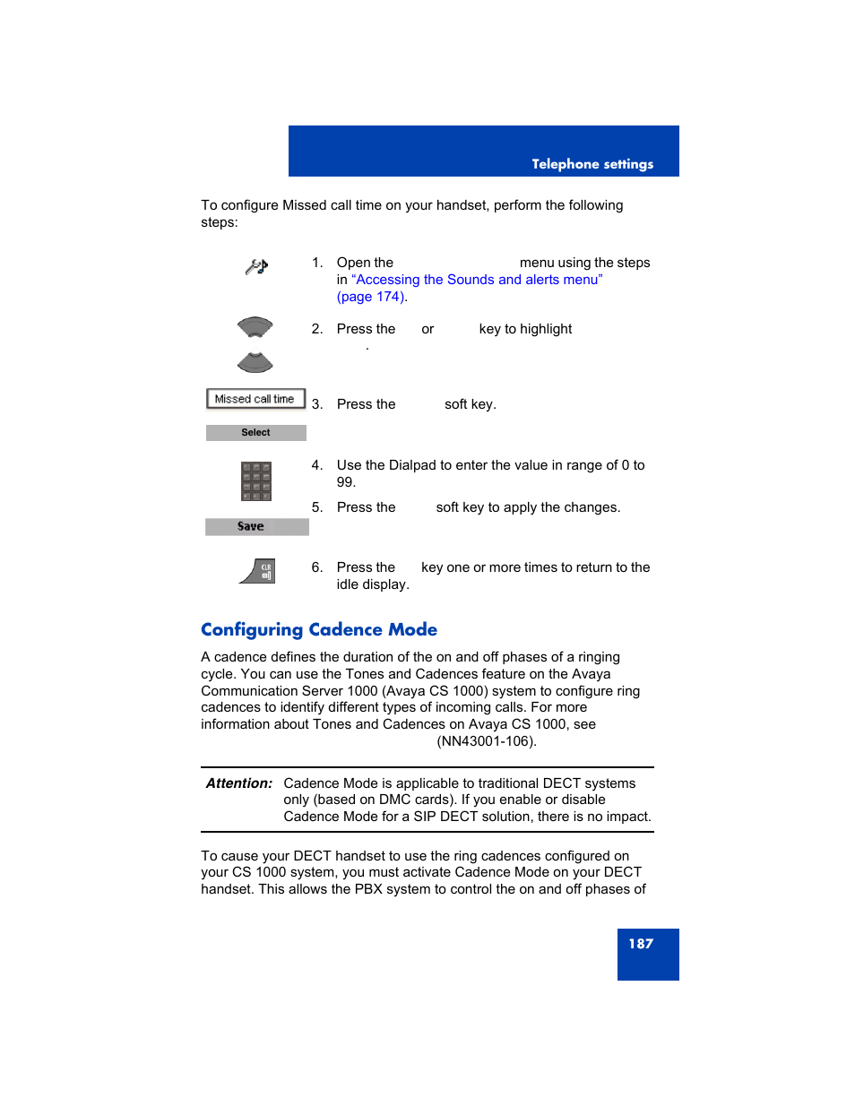 Configuring cadence mode | Avaya 4075 User Manual | Page 187 / 252