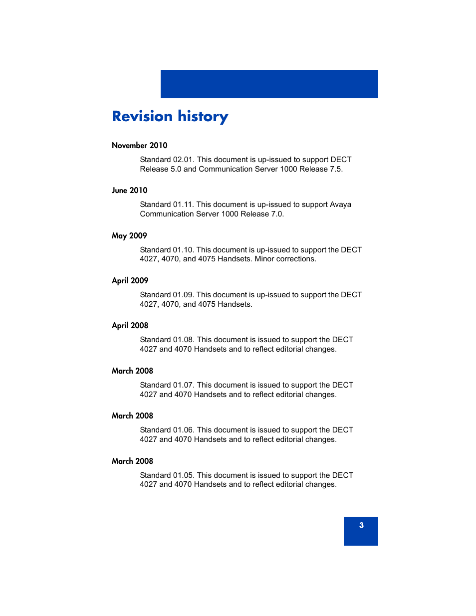 Revision history | Avaya 4075 User Manual | Page 3 / 252