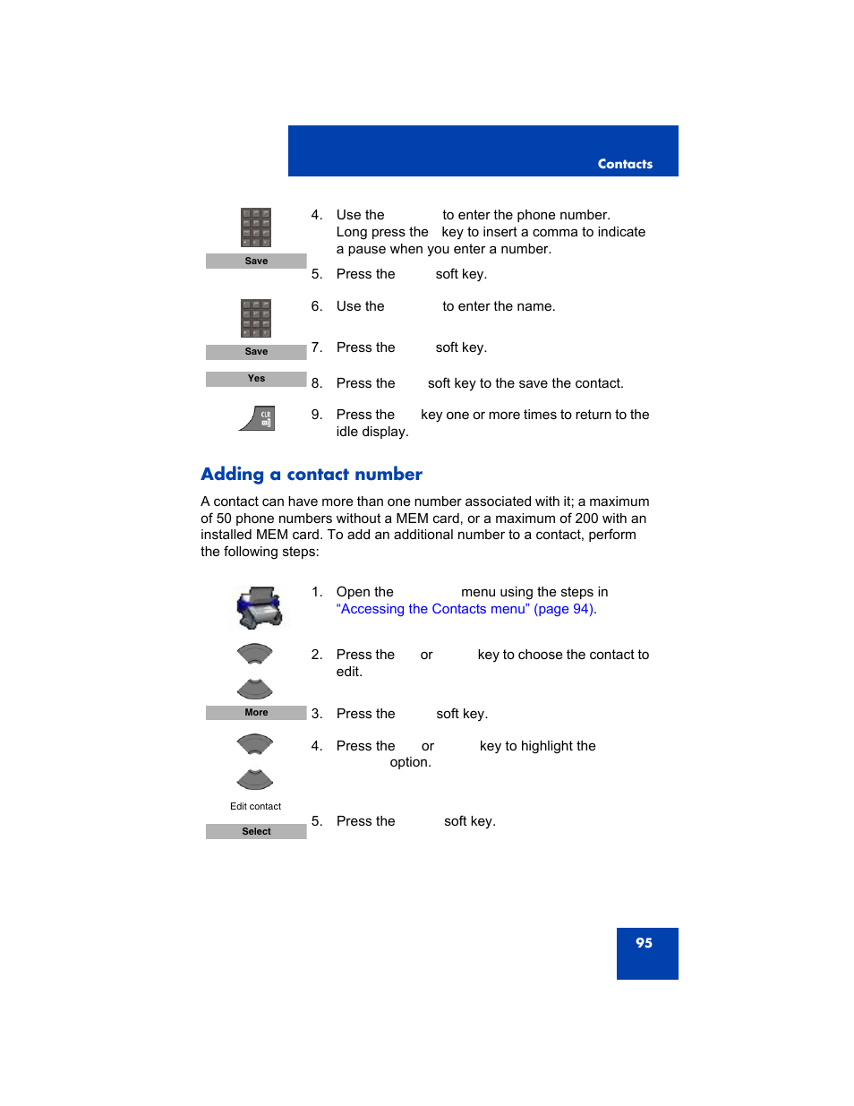 Adding a contact number | Avaya 4075 User Manual | Page 95 / 252