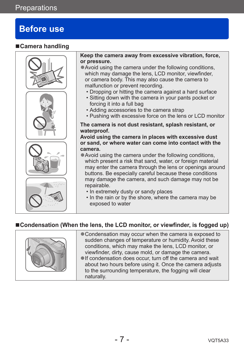 Preparations, Before use | Panasonic DMC-LF1W User Manual | Page 7 / 285