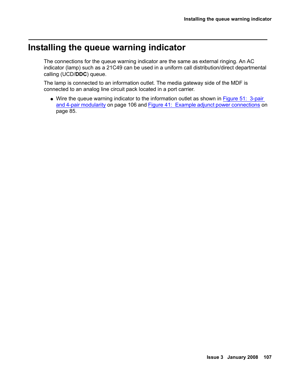 Installing the queue warning indicator | Avaya 03-300686 User Manual | Page 107 / 156
