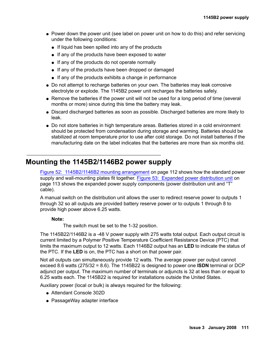 Mounting the 1145b2/1146b2 power supply | Avaya 03-300686 User Manual | Page 111 / 156