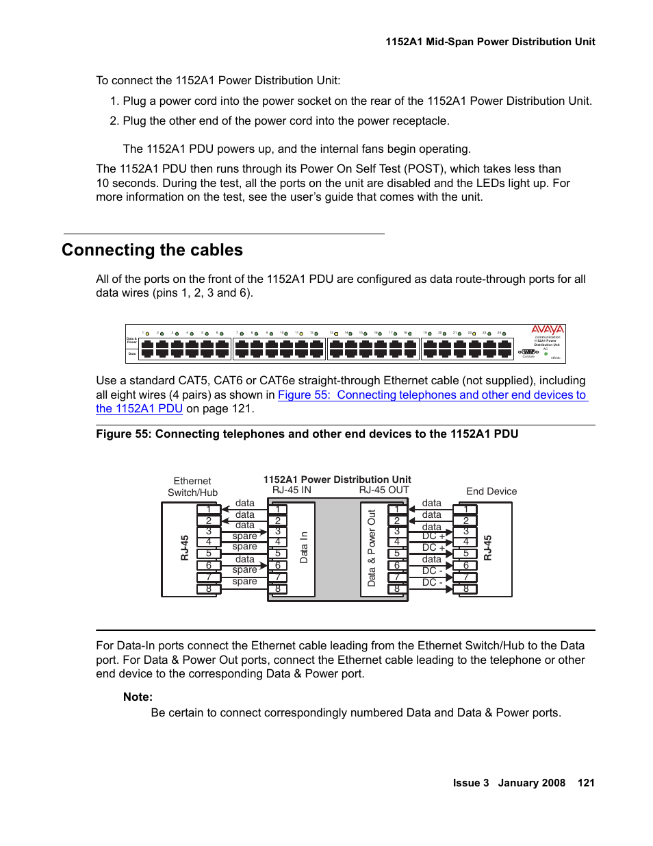 Connecting the cables | Avaya 03-300686 User Manual | Page 121 / 156
