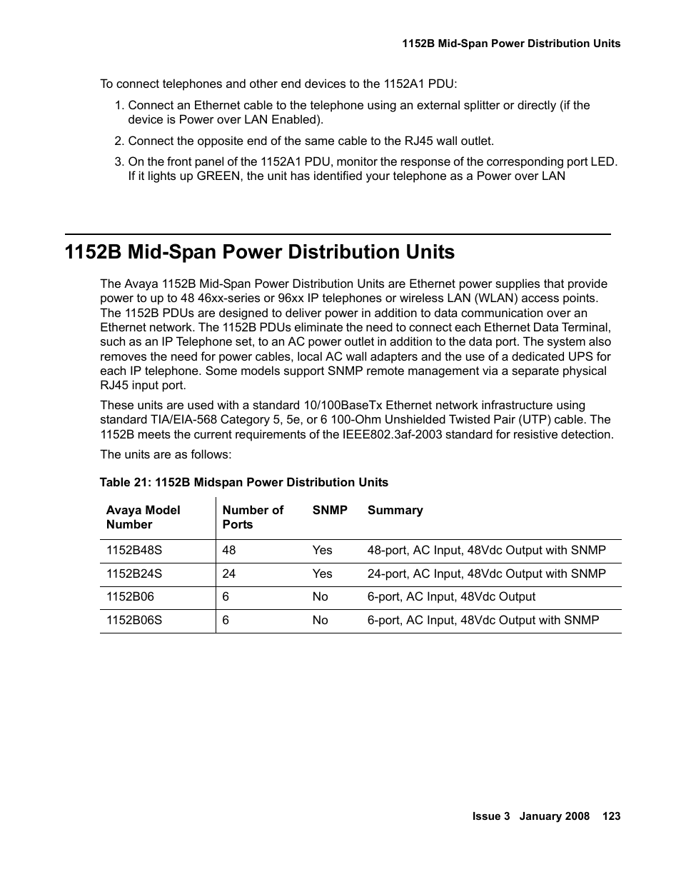 1152b mid-span power distribution units | Avaya 03-300686 User Manual | Page 123 / 156
