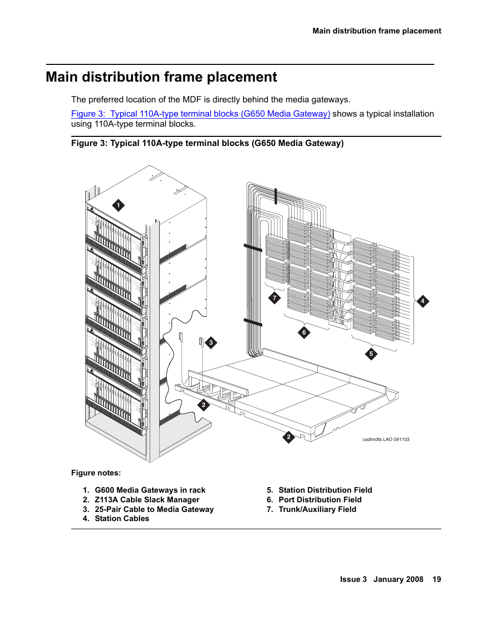Main distribution frame placement | Avaya 03-300686 User Manual | Page 19 / 156