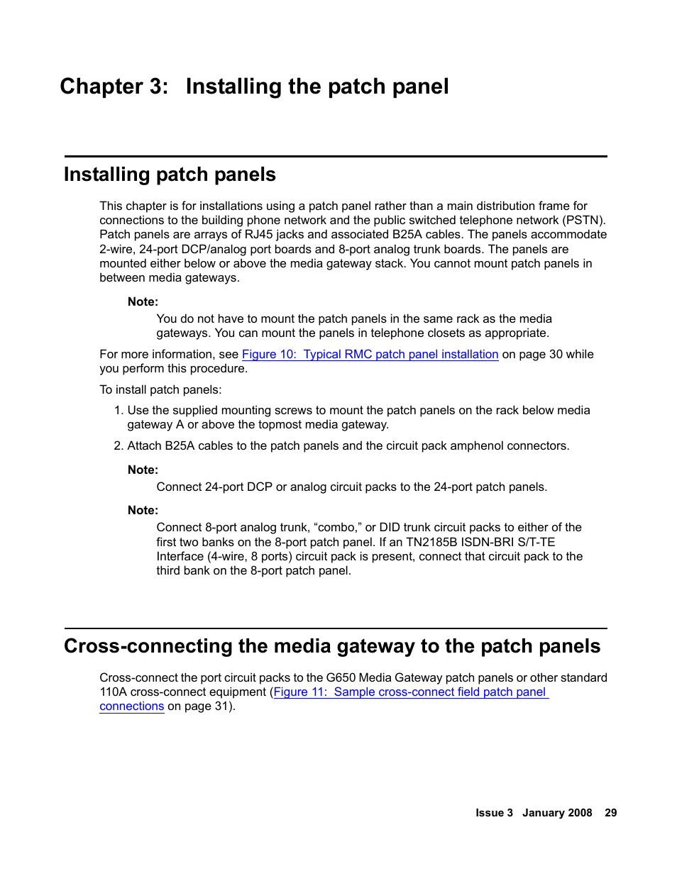 Chapter 3: installing the patch panel, Installing patch panels, Installing the patch panel | Avaya 03-300686 User Manual | Page 29 / 156