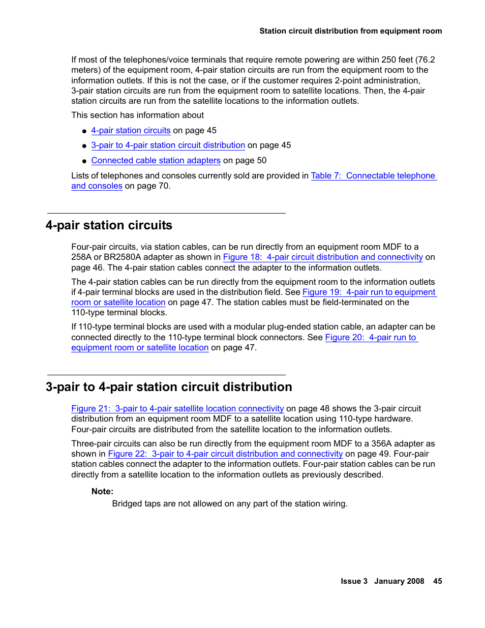 Pair station circuits, Pair to 4-pair station circuit distribution | Avaya 03-300686 User Manual | Page 45 / 156