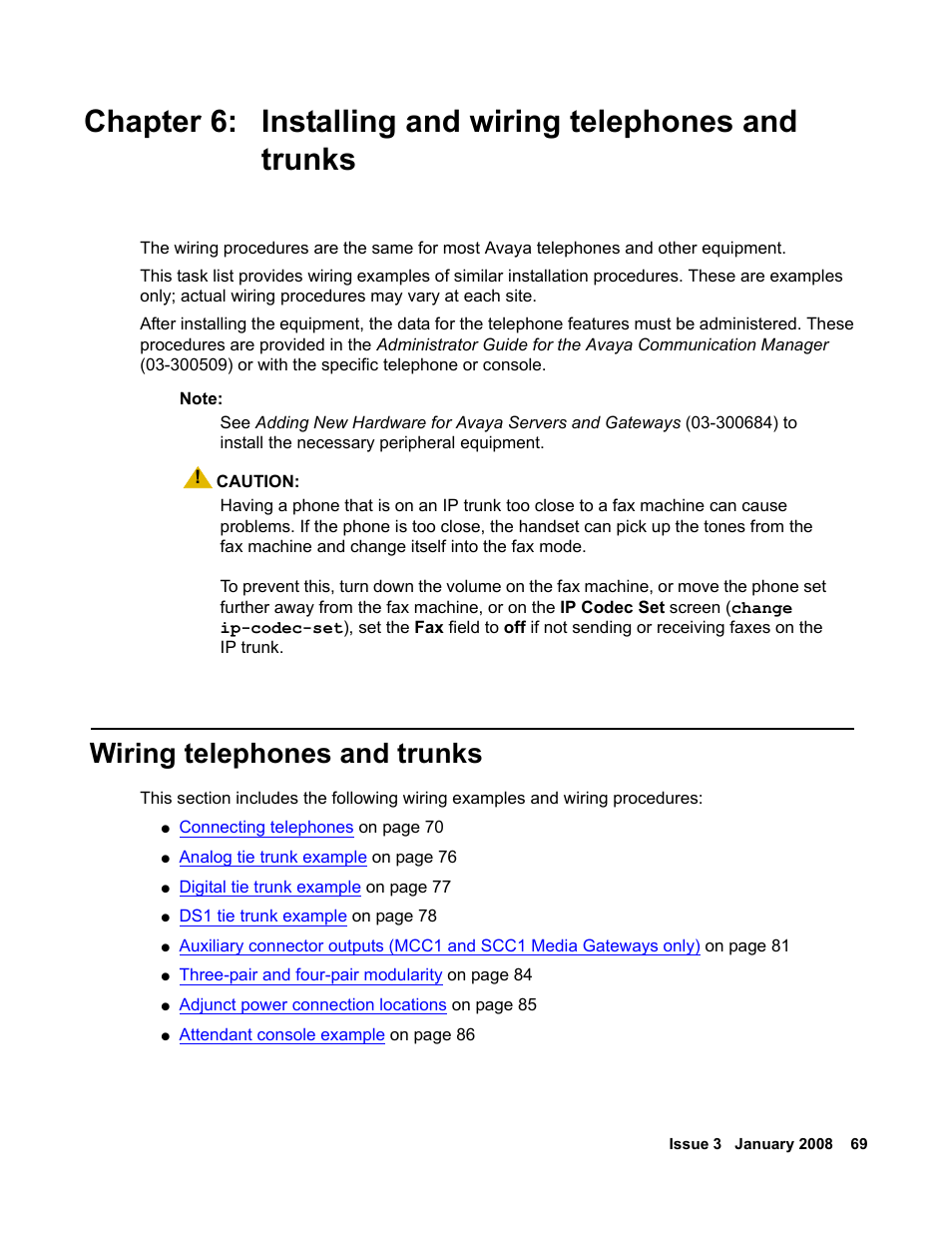 Wiring telephones and trunks, Installing and wiring telephones and trunks | Avaya 03-300686 User Manual | Page 69 / 156