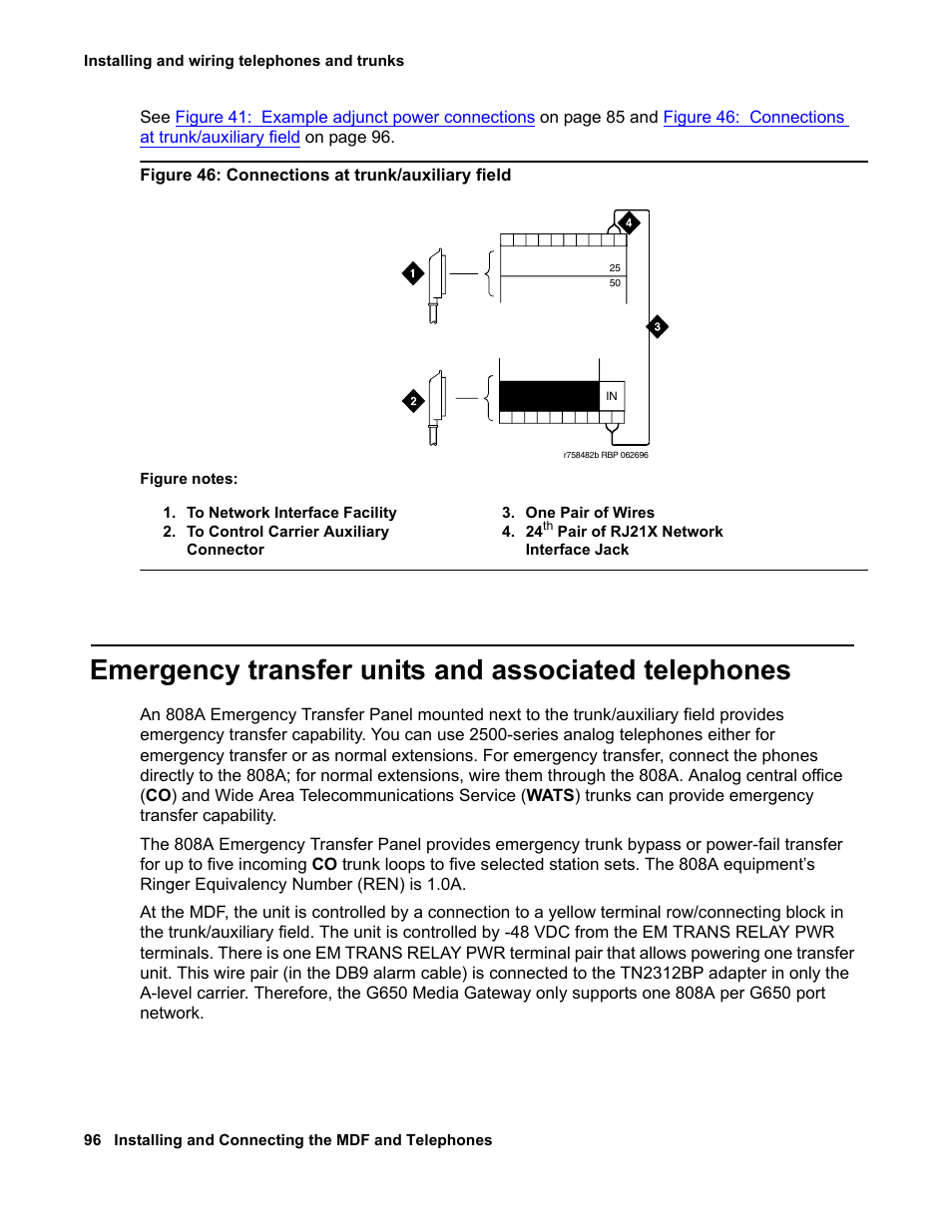 Emergency transfer units and associated telephones | Avaya 03-300686 User Manual | Page 96 / 156