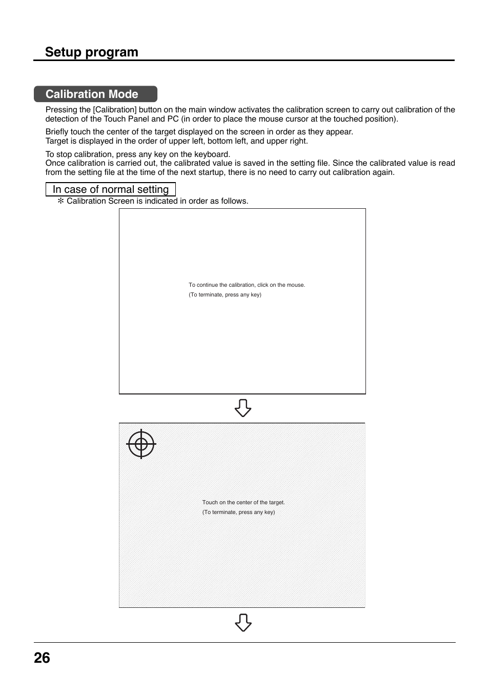 Setup program, Calibration mode | Panasonic TYTP42P8S User Manual | Page 26 / 36