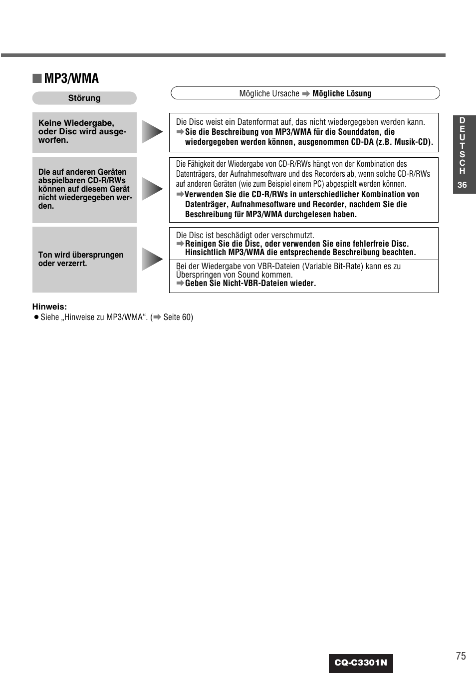 Mp3/wma | Panasonic CQC3301N User Manual | Page 37 / 42