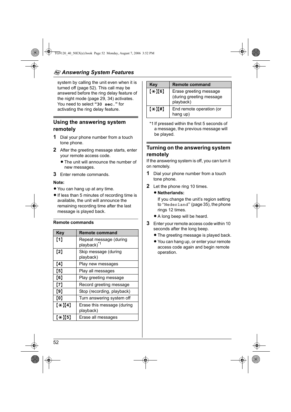 Panasonic KXTG9150EX User Manual | Page 52 / 224