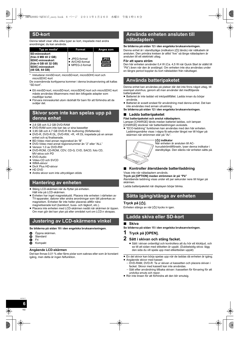 Sd-kort | Panasonic DMPB200EG User Manual | Page 182 / 196