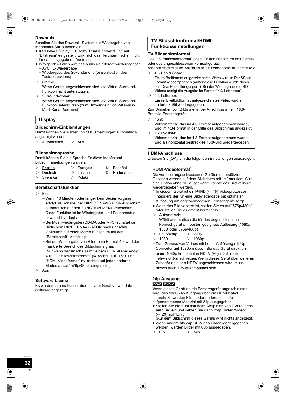 Panasonic DMPB200EG User Manual | Page 32 / 196