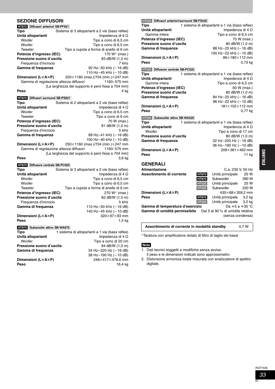 Panasonic SCHT520 User Manual | Page 67 / 104