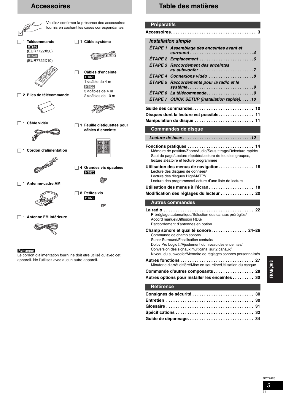 Panasonic SCHT520 User Manual | Page 71 / 104