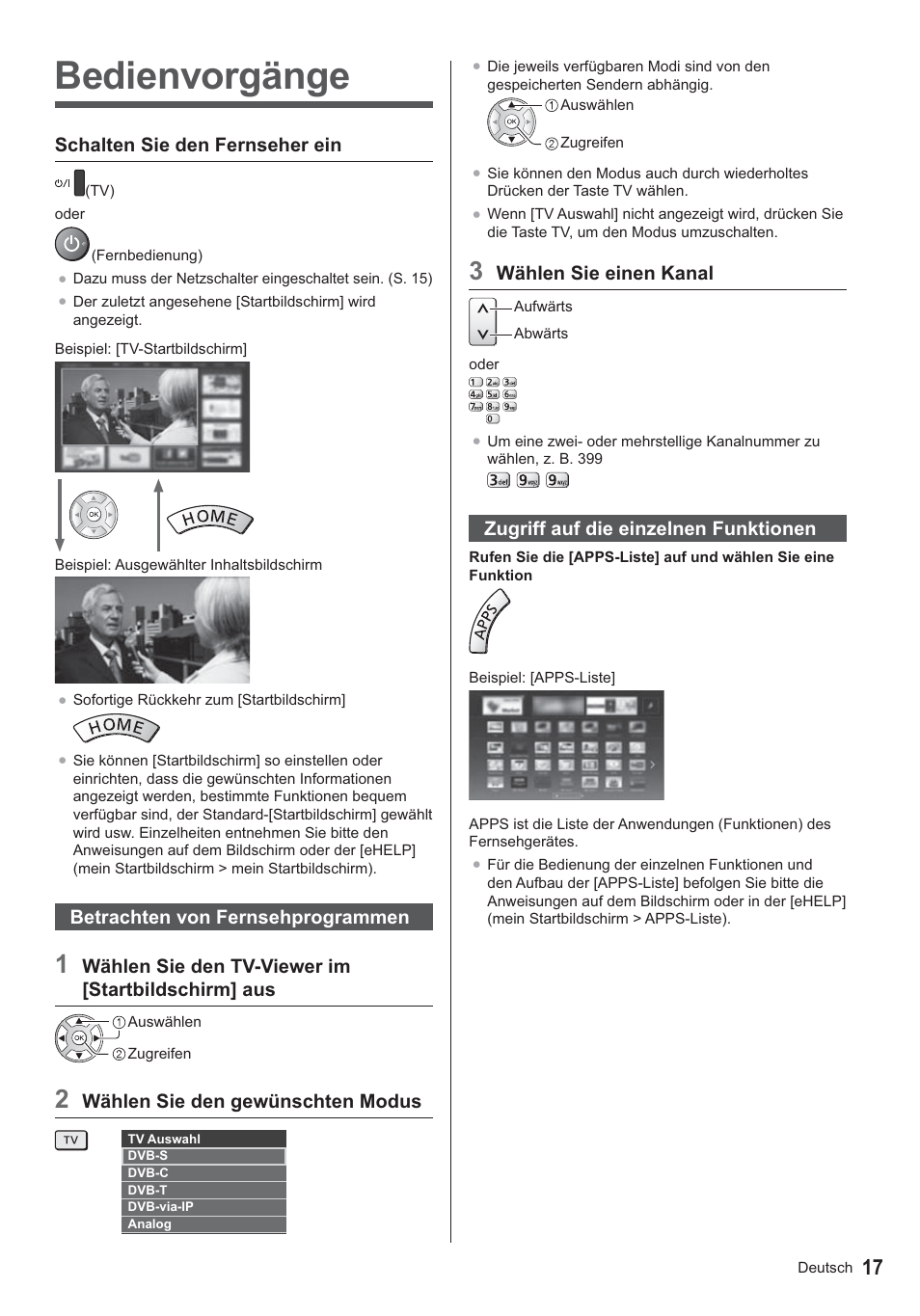 Bedienvorgänge | Panasonic TX39ASN658 User Manual | Page 17 / 80
