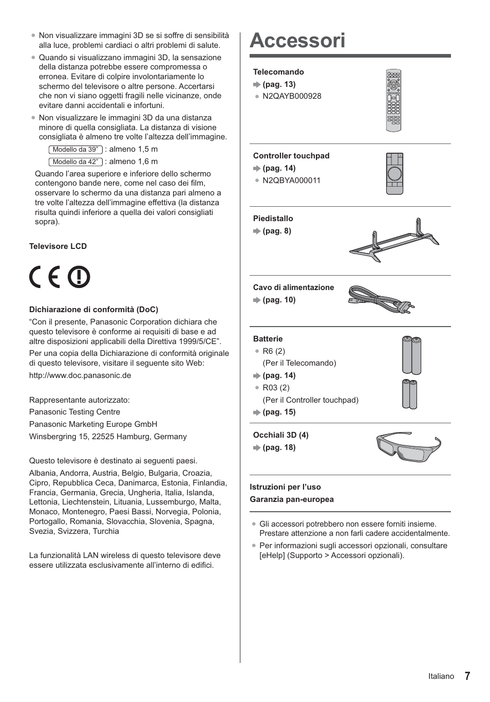 Accessori | Panasonic TX39ASN658 User Manual | Page 47 / 80