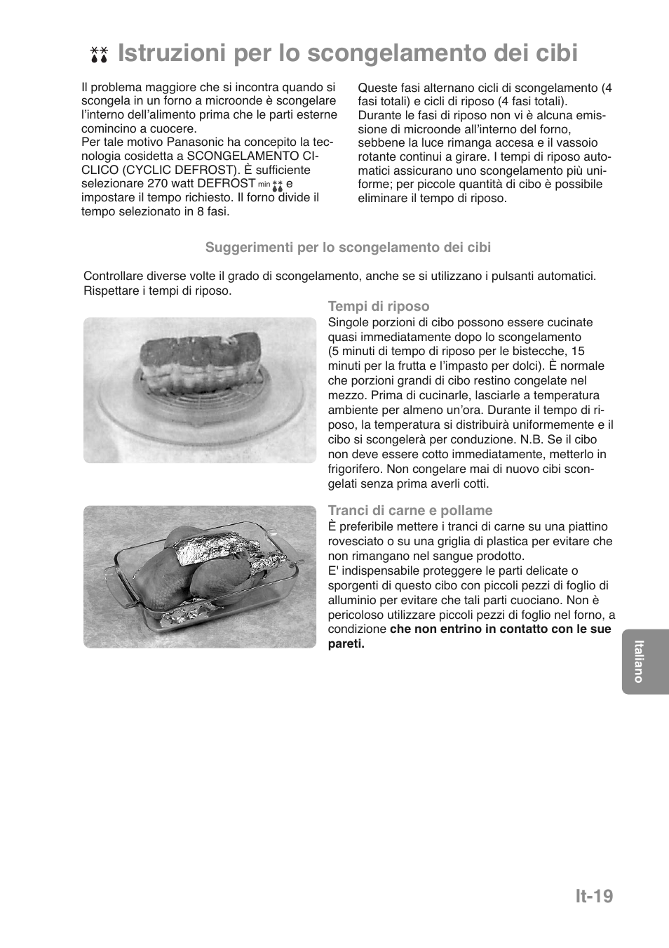 Istruzioni per lo scongelamento dei cibi, It-19 | Panasonic NNGD469MEPG User Manual | Page 120 / 201