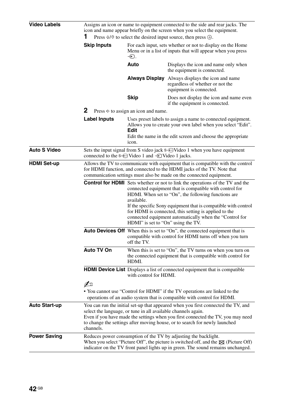 Sony KDL-70X4500 User Manual | Page 42 / 108