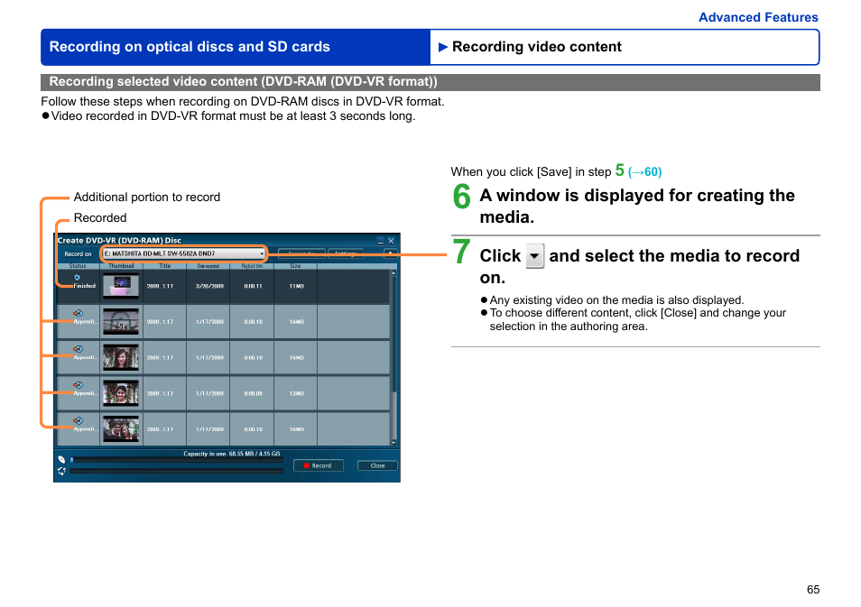 Such as media in dvd-vr format) is displayed | Panasonic -eng User Manual | Page 65 / 106