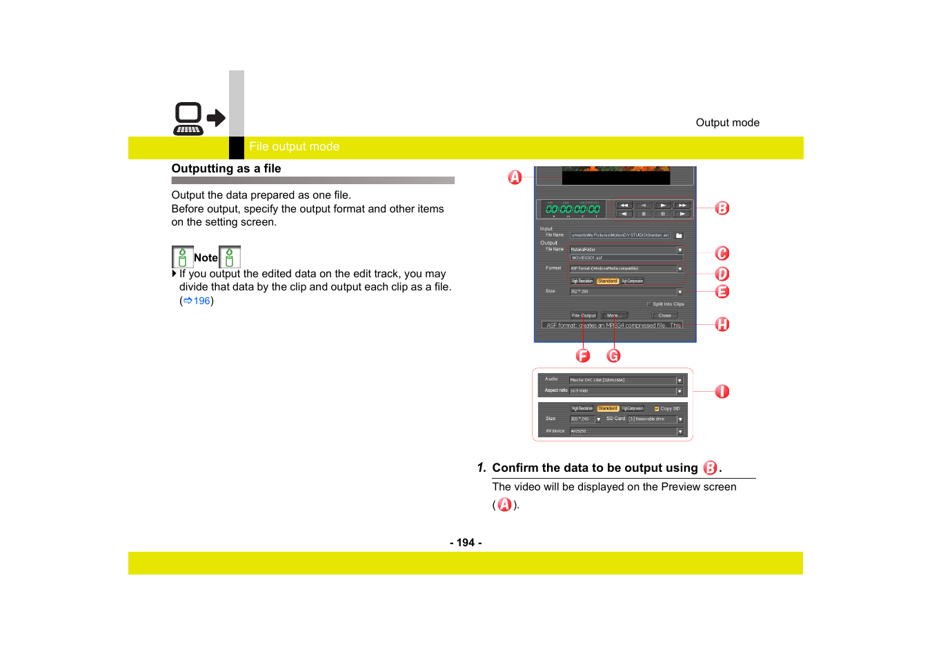 Outputting as a file | Panasonic MotionDV STUDIO 5.6E LE eng User Manual | Page 194 / 260