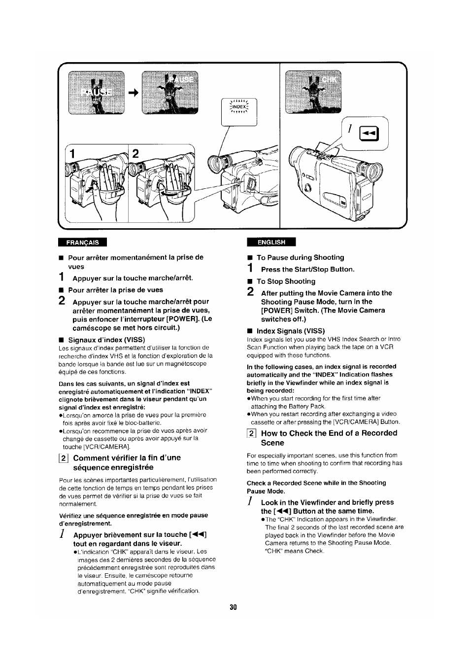 How to check the end of a recorded scene | Panasonic NV-RX1-2-5 User Manual | Page 26 / 113