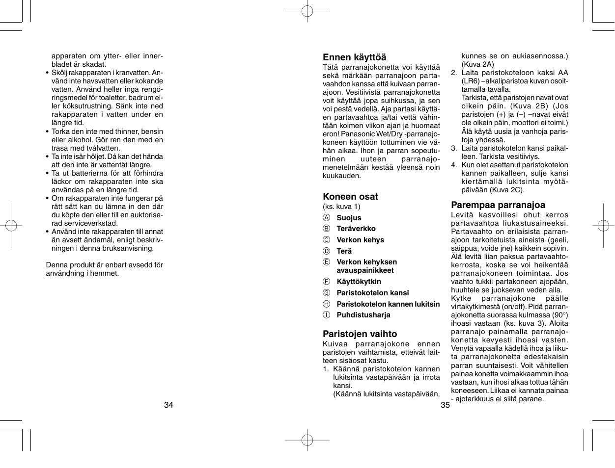Panasonic ES3830 User Manual | Page 19 / 30
