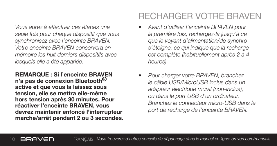 Recharger votre braven | BRAVEN MIRA BY BRAVEN User Manual | Page 10 / 56